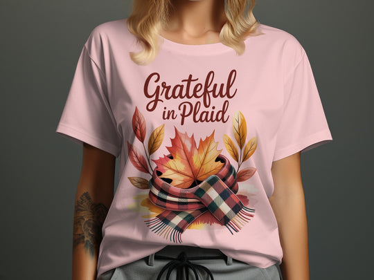 women's thanksgiving t-shirt with “pumpkin spice & canadian nice” latte and maple leaves graphic