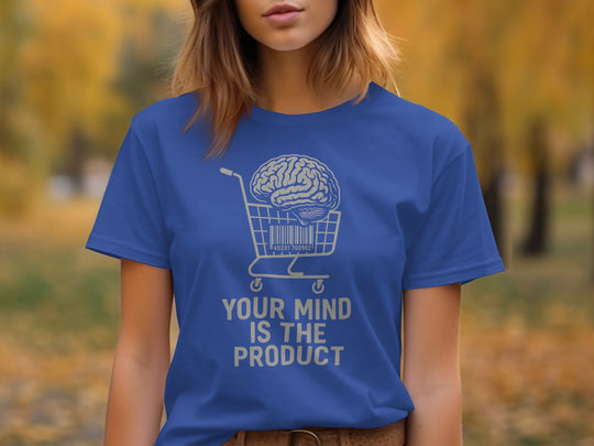 your mind is the product t-shirt with barcode brain cart — women’s graphic tee