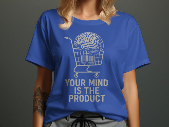 your mind is the product t-shirt with barcode brain cart — women’s graphic tee