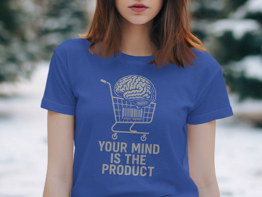 your mind is the product t-shirt with barcode brain cart — women’s graphic tee