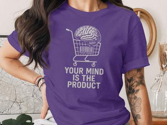 your mind is the product t-shirt with barcode brain cart — women’s graphic tee