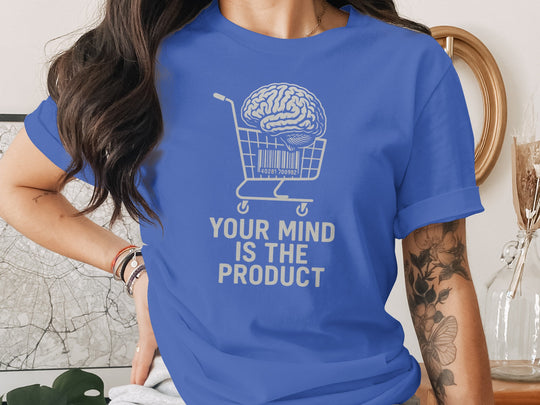your mind is the product t-shirt with barcode brain cart — women’s graphic tee