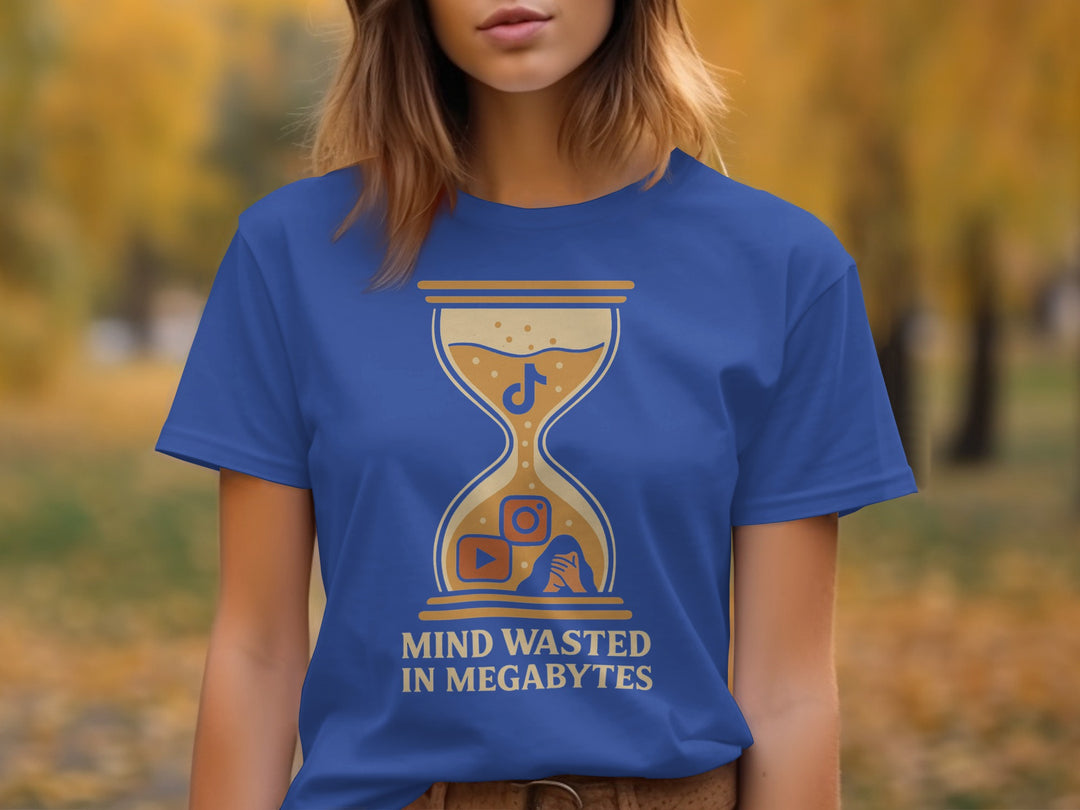 mind wasted in megabytes hourglass graphic — women’s t-shirt