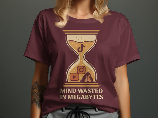 mind wasted in megabytes hourglass graphic — women’s t-shirt