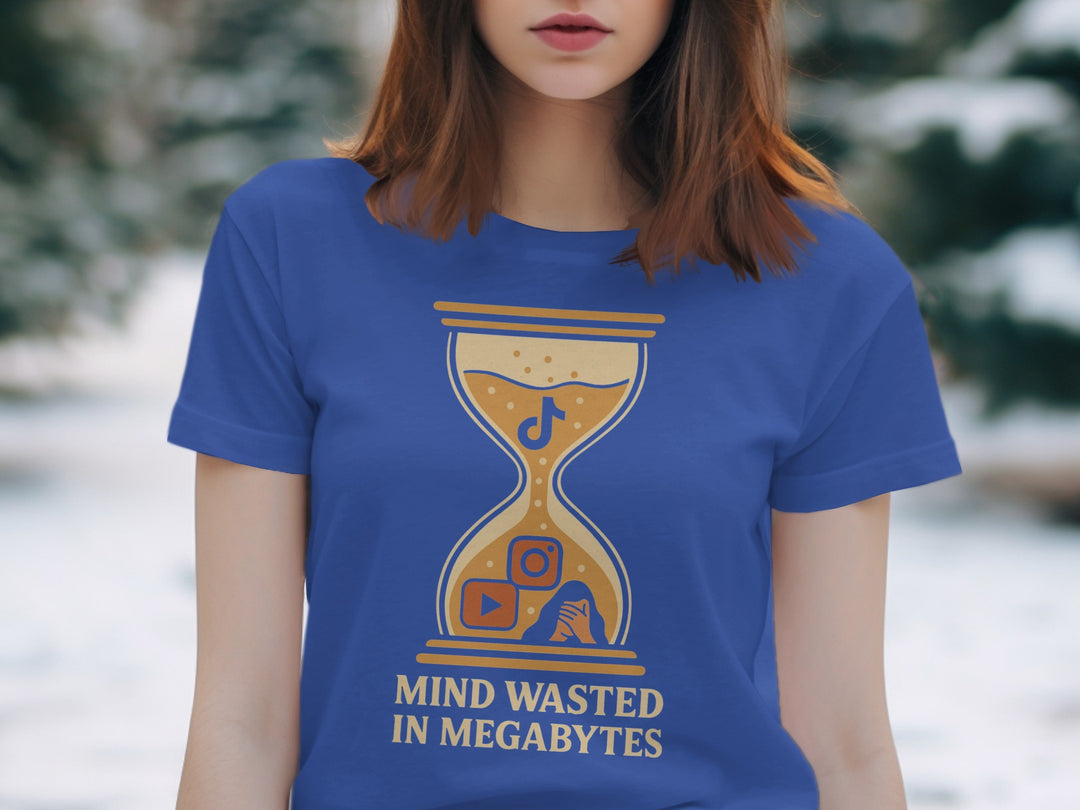mind wasted in megabytes hourglass graphic — women’s t-shirt