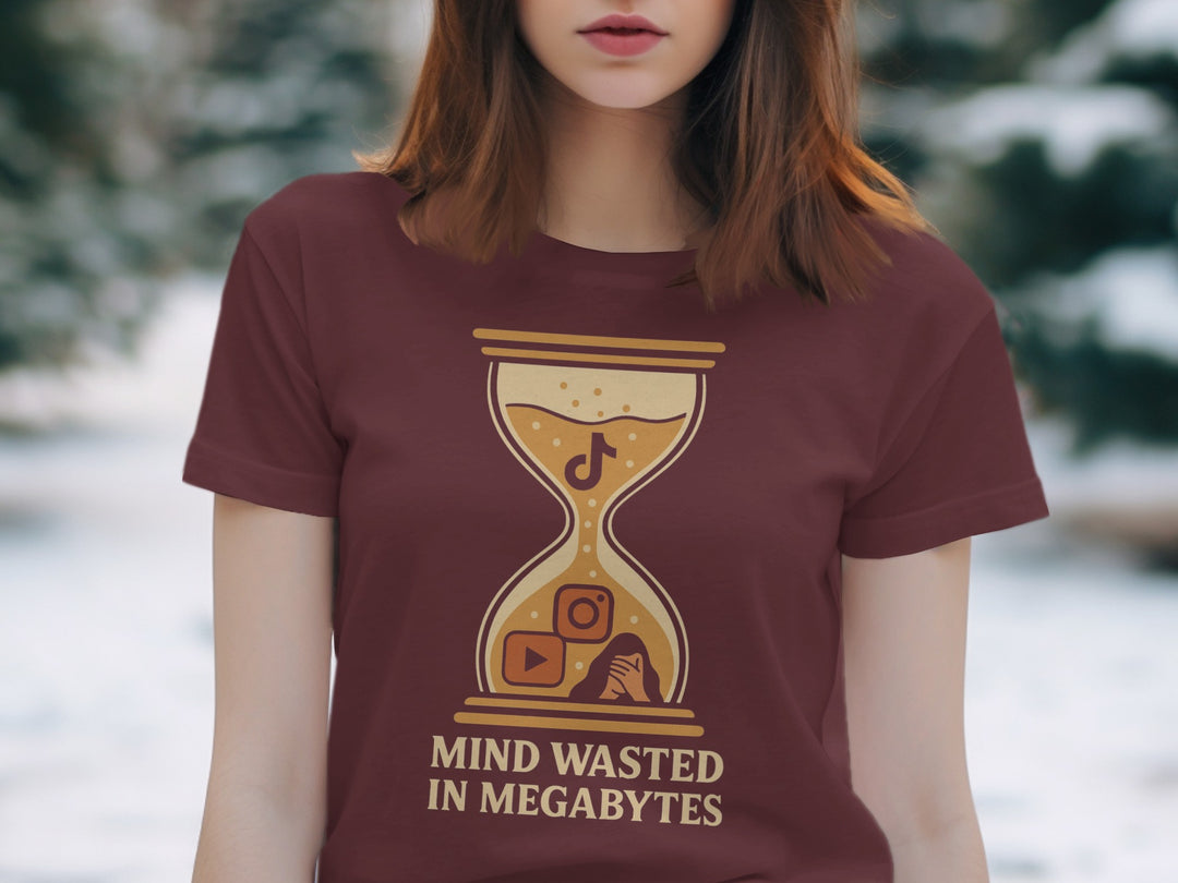 mind wasted in megabytes hourglass graphic — women’s t-shirt