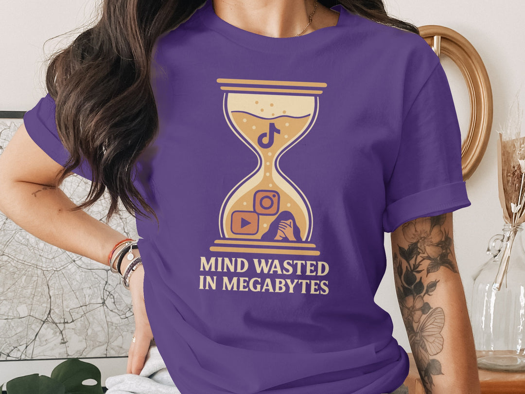 mind wasted in megabytes hourglass graphic — women’s t-shirt