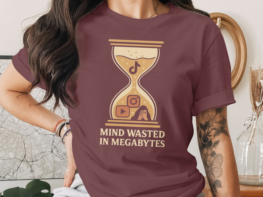 mind wasted in megabytes hourglass graphic — women’s t-shirt