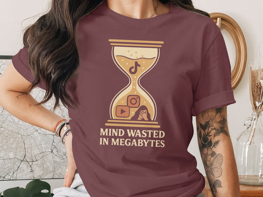 mind wasted in megabytes hourglass graphic — women’s t-shirt