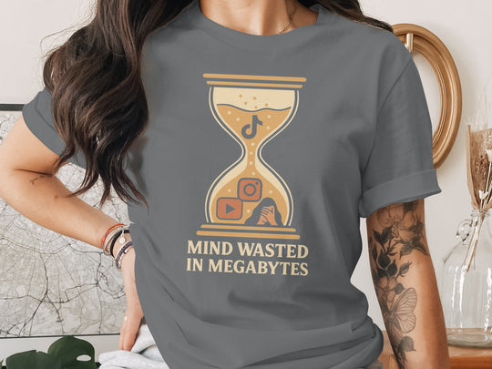 mind wasted in megabytes hourglass graphic — women’s t-shirt