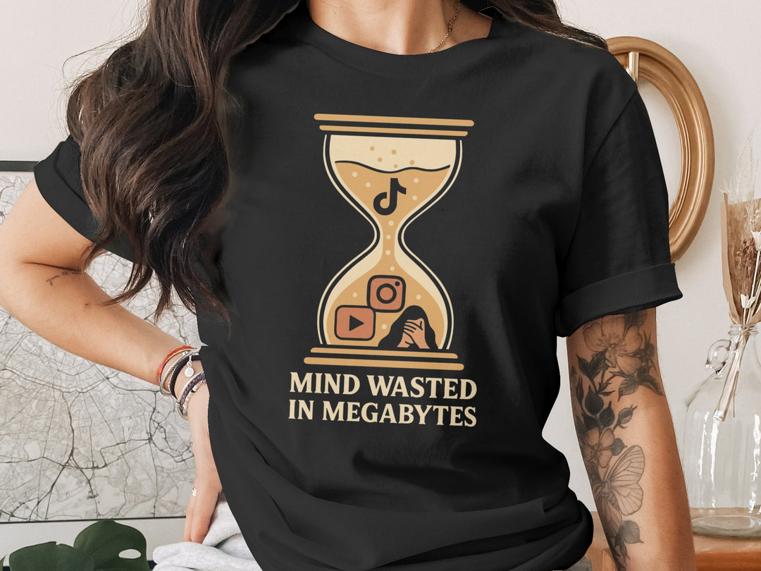 mind wasted in megabytes hourglass graphic — women’s t-shirt