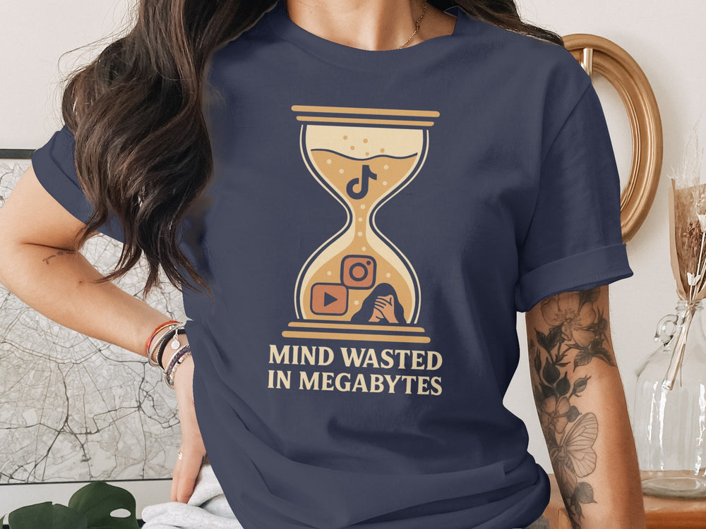 mind wasted in megabytes hourglass graphic — women’s t-shirt