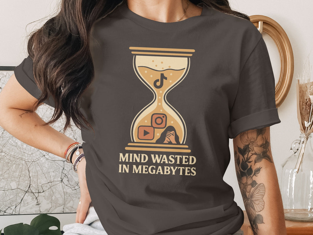 mind wasted in megabytes hourglass graphic — women’s t-shirt