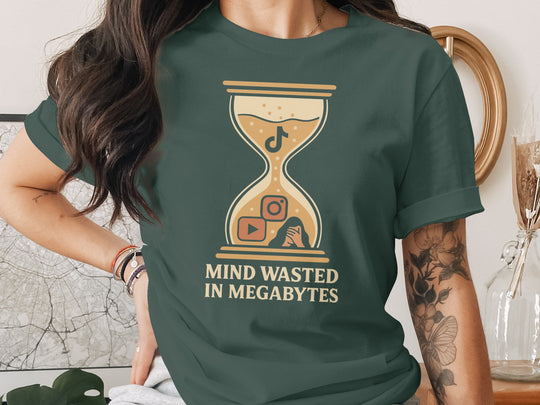 mind wasted in megabytes hourglass graphic — women’s t-shirt