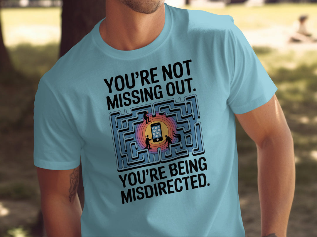 not missing out t-shirt with maze phone graphic — men’s tee