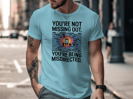 not missing out t-shirt with maze phone graphic — men’s tee