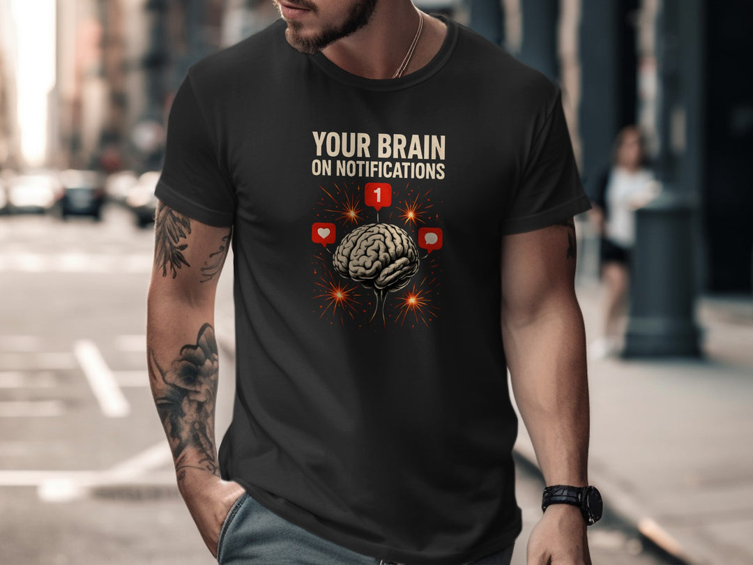 Notifications T-Shirt for Men | Social Media Brain Tee