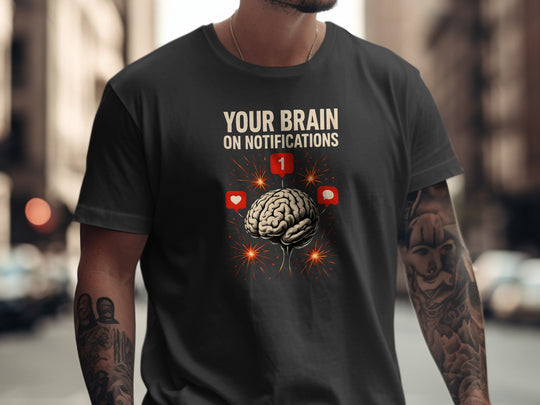 Notifications T-Shirt for Men | Social Media Brain Tee
